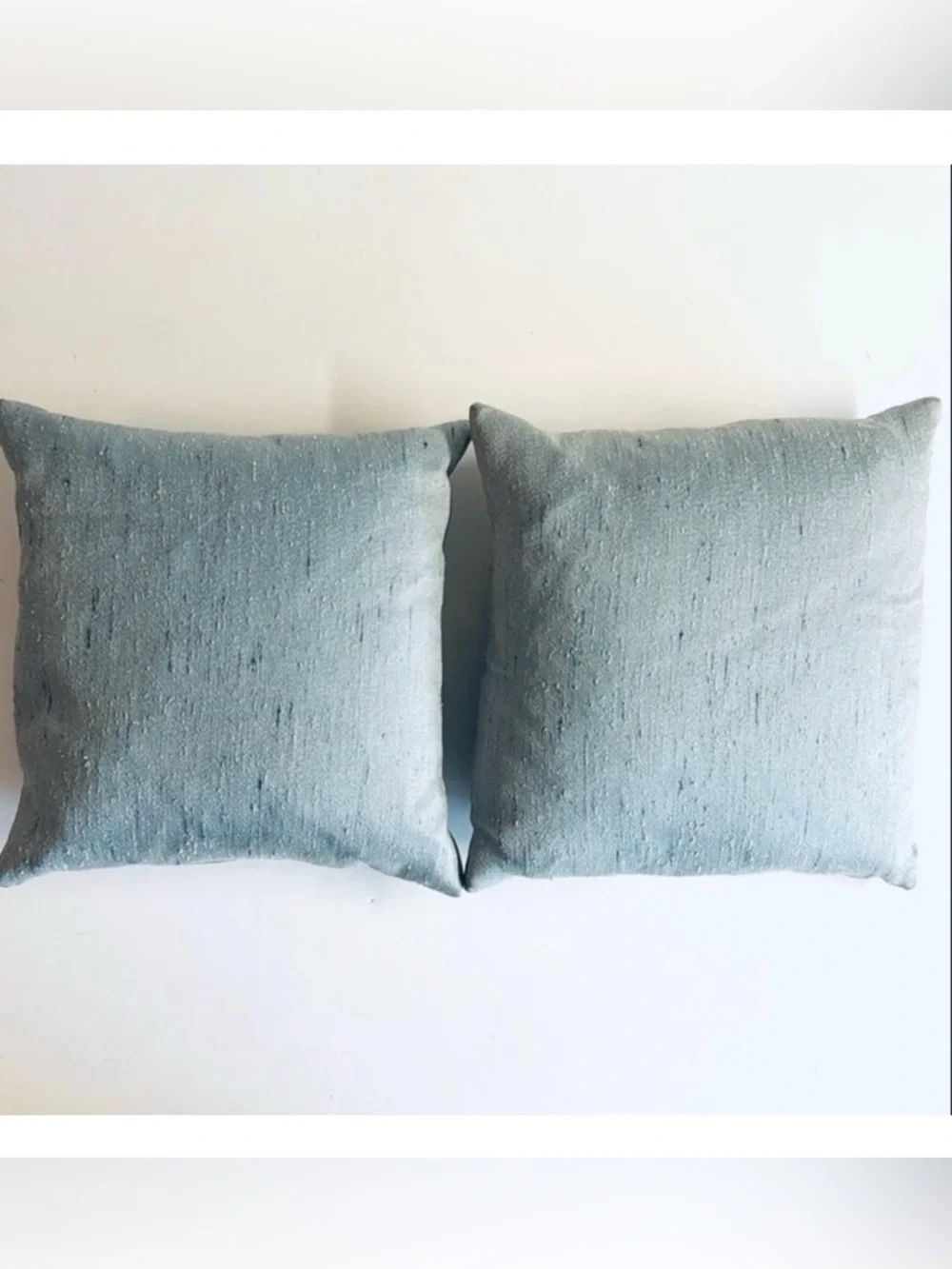 Set of 2 Vintage Handmade Silver Needlepoint Bird Motif Pillows. 13”x 13”